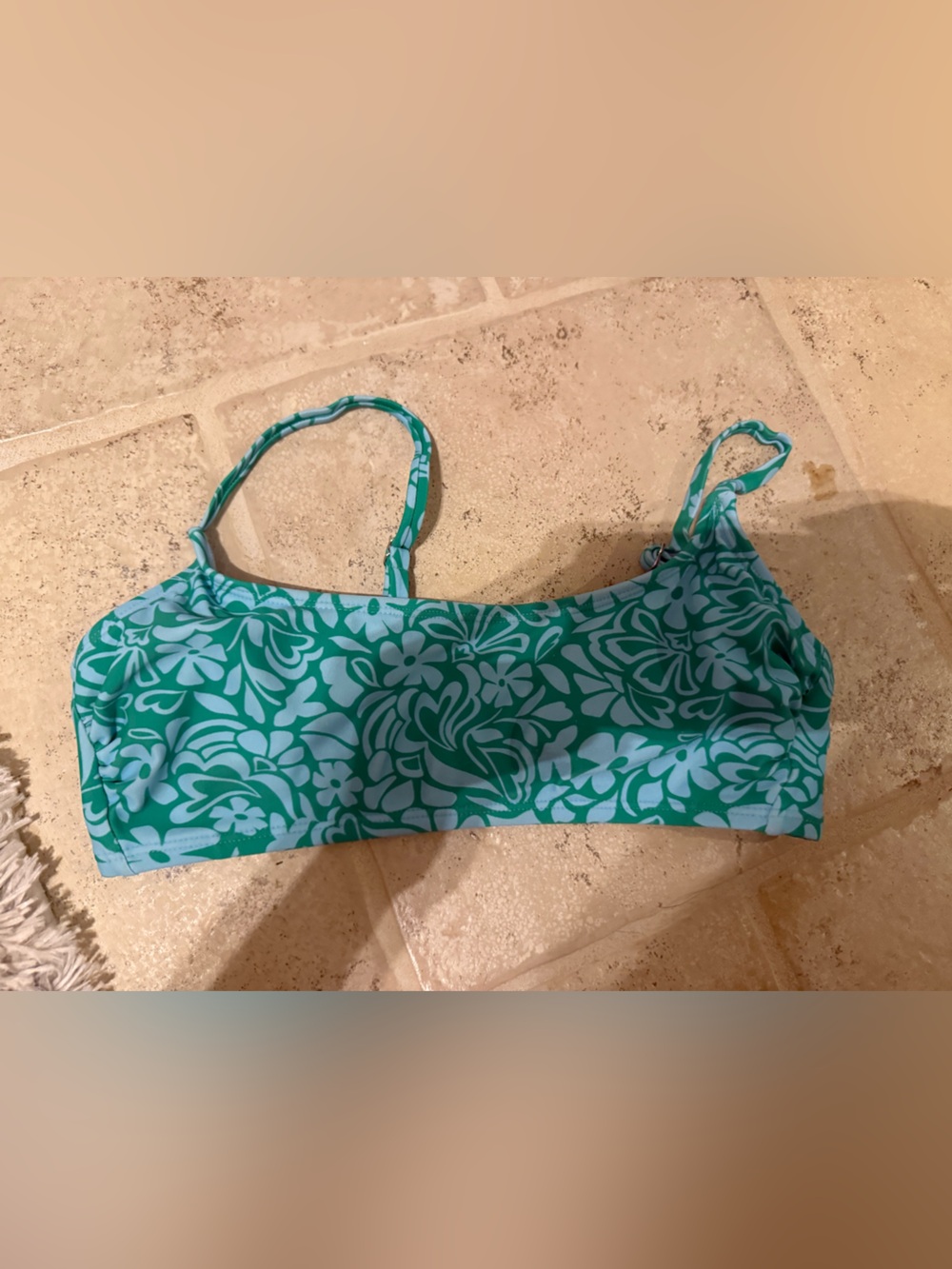 Women's Small Green & Turquoise Floral Print Bikini Top Wild Fable